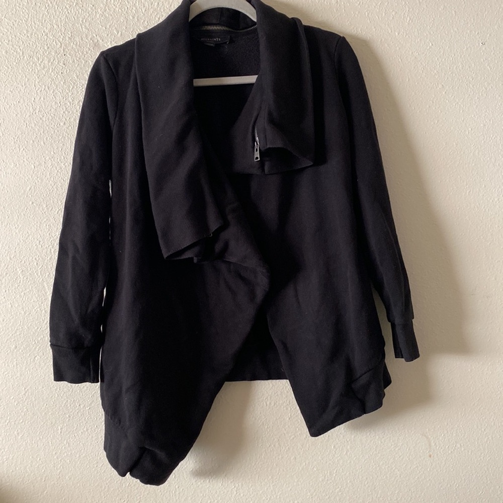 All Saints Dahlia Black Sweatshirt Cardigan Size S - Picture 2 of 7